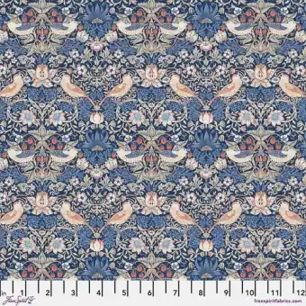 COTTON LAWN! Inky Strawberry Thief Vogelstoff – The Original Morris & Company – Limited Edition Crossover Lawn Designerstoffe Mega-Angebot