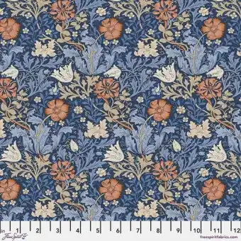 Mengenrabatt COTTON LAWN! Inky Compton Blumenstoff – The Original Morris & Company – Limited Edition Crossover Lawn Designerstoffe