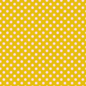 Zertifiziert Marigold Pom Poms – All Stars by Tula Pink – Pünktchenstoff mit rosa Punkten auf Orange-Gelb