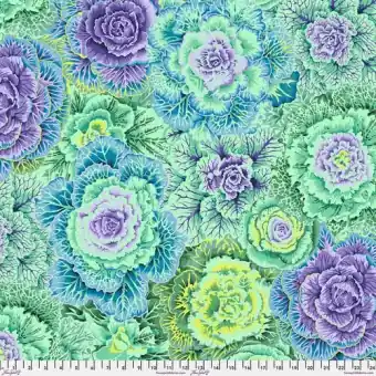 Green Brassica Blumenstoff Kohlköpfen – Kaffe Fassett Collective Designerstoffe – Philip Jacobs Patchworkstoff Meterware Sonderangebot