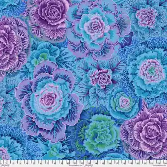 Ab Werk Blue Brassica Blumenstoff Kohlköpfen – Kaffe Fassett Collective Designerstoffe – Philip Jacobs Patchworkstoff Meterware