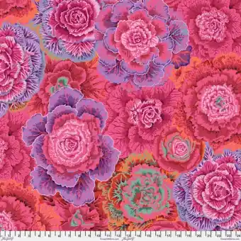 Red Brassica Blumenstoff Kohlköpfen – Kaffe Fassett Collective Designerstoffe – Philip Jacobs Patchworkstoff Meterware Limited Edition