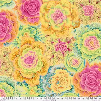 Direktkauf Yellow Brassica Blumenstoff Kohlköpfen – Kaffe Fassett Collective Designerstoffe – Philip Jacobs Patchworkstoff Meterware