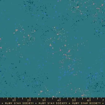 Garantierte Lieferung Speckled Storytime – Türkisblauer Ruby Star Society Basicstoff – Rashida Coleman Hale Designerstoff mit Metallic Akzenten