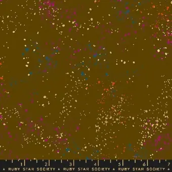 Speckled Cocoa – Ockerbrauner / Senfgelber Ruby Star Society Basicstoff – Rashida Coleman Hale Designerstoff mit Metallic Akzenten Garantierte Lieferung