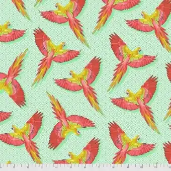 Weltweiter Versand Mango Macaw Ya Later – Daydreamer Tula Pink Designerstoffe – Tropische FreeSpirit Patchworkstoffe