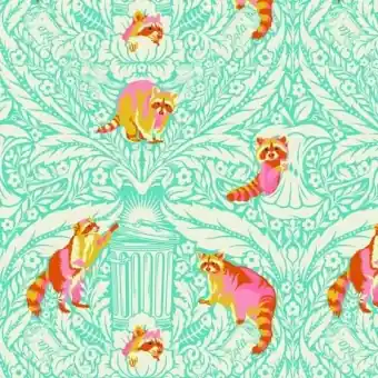 Neue Ware Glow One Man’s Trash Raccoon Waschbärenstoff – Tiny Beasts Tula Pink Designerstoffe – FreeSpirit Patchworkstoffe