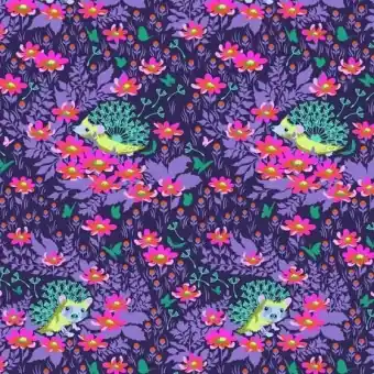 Glimmer Who’s your Dandy? Hedgehog Igelstoff – Tiny Beasts Tula Pink Designerstoffe – FreeSpirit Patchworkstoffe Preisreduziert