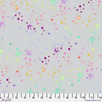 Fog Fairy Dust Schwalben & Sternchenstoff – Graywork True Colors Tula Pink Designerstoff – FreeSpirit Patchworkstoffe Neu