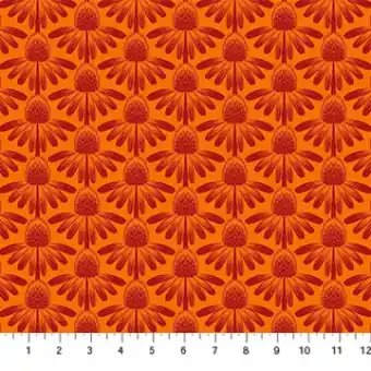 Gratis Versand Coneflower Tangerine Blumenstoff – Anna Maria Indelible Cheery Collective Designerstoffe – Patchworkstoff Meterware