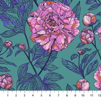 Gratis Versand ÜBERBREITER RÜCKSEITENSTOFF! Peony Jade – Anna Maria Indelible Designerstoffe – Patchworkstoff Meterware
