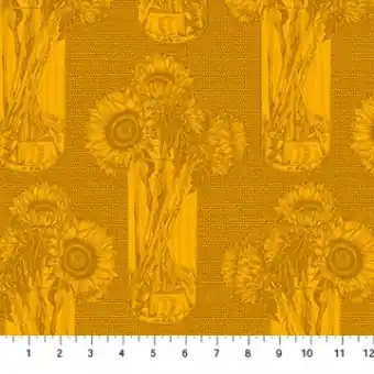 Sunflowers Saffron Blumenstoff – Anna Maria Indelible Lush Collective Designerstoffe – Patchworkstoff Meterware Schneller Versand