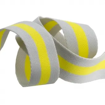 Limited Edition Grey and Lime Tula Pink Designer Webbing – Renaissance Ribbons 38mm Gurtband-Set – 1 1/4 inch Striped Strapping – 2 yards / 1,8m