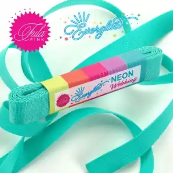 Spirit Teal Tula Pink NEON 1inch Designer Webbing – Renaissance Ribbons 25mm Gurtband-Set – Everglow Strapping SPARSET! – 2 yards / 1,8m Preiswert