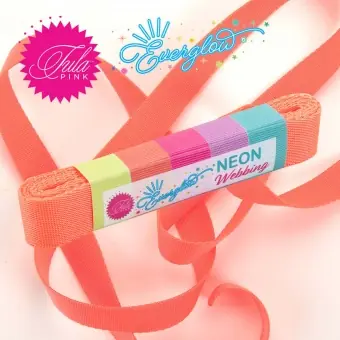 Lunar Orange Tula Pink NEON 1inch Designer Webbing – Renaissance Ribbons 25mm Gurtband-Set – Everglow Strapping SPARSET! – 2 yards / 1,8m Beliebt