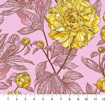 ÜBERBREITER RÜCKSEITENSTOFF! Peony Sunshine – Anna Maria Indelible Designerstoffe – Patchworkstoff Meterware Finale Aktion