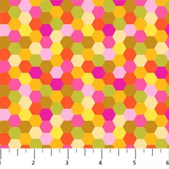 Hexagons Citrus – Anna Maria Piecework Cheery Collective Designerstoffe – Patchworkstoff Meterware Geprüft