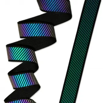 Reflektierendes Gurtband – Reflective Diagonal Stripe Webbing – Schwarzgrundiges Gurtband für Taschen & Accessoires – 3 yards / 2,7m Knallerangebot