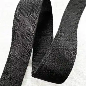 Top-Qualität Black Jaquard Embossed Webbing – Schwarz gemustertes Gurtband für Taschen & Accessoires – Sew Hungry Hippie – 5 yards / 4,5m