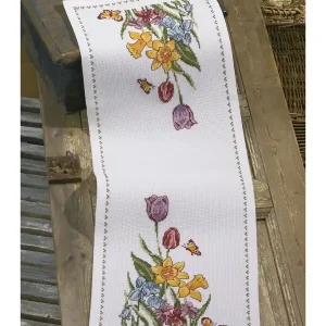 Kostenloser Versand Stickpackung Tischläufer Frühlingsblumen