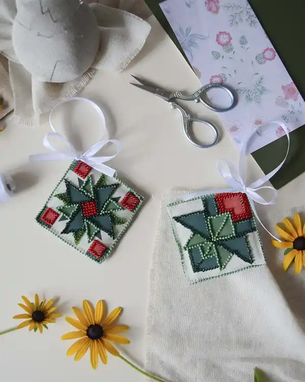 Direktkauf Perlenstickerei Weihnachtssterne 2-er Pack