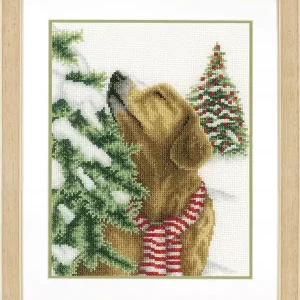 Stickpackung Bild Hund zwischen Weihnachtsbäumen Heute Kaufen