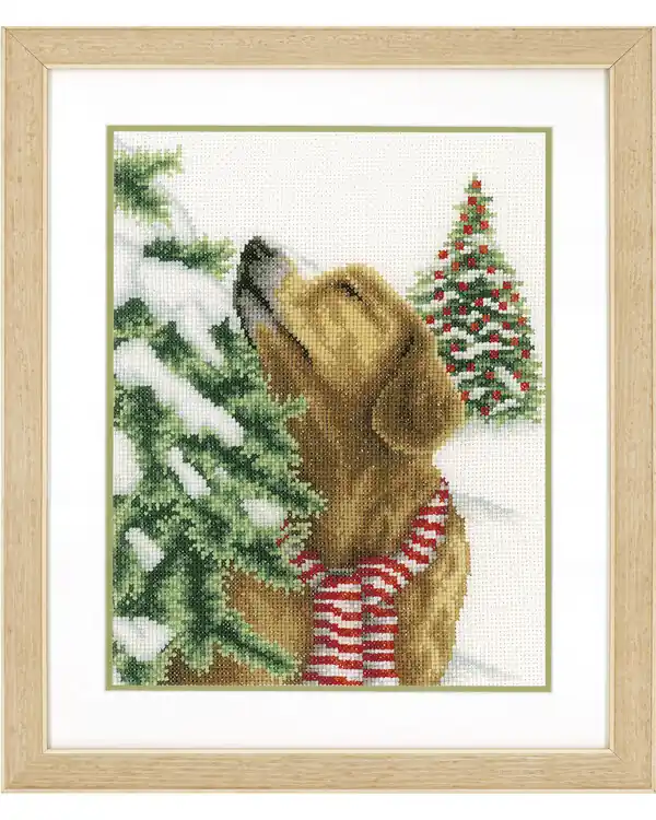 Stickpackung Bild Hund zwischen Weihnachtsbäumen Heute Kaufen