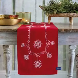 Neu Im Sortiment Stickpackung Tischläufer Weiße Weihnachtssterne