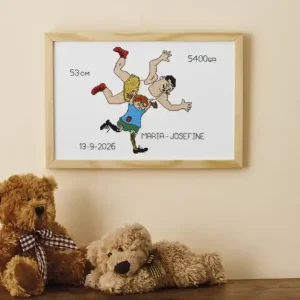 Weltweiter Versand Stickpackung Geburtsbild Pippi und der starke Mann