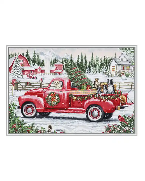 Jetzt Kaufen Stickpackung Bild Roter Weihnachtslaster