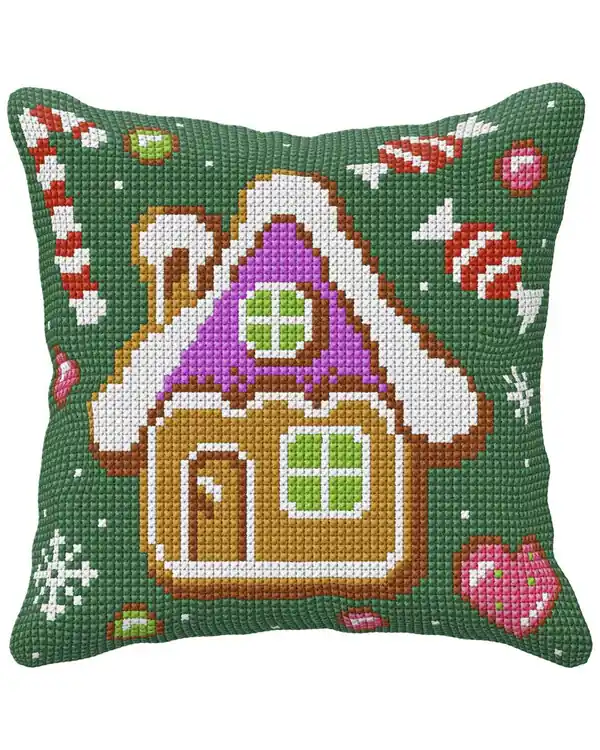 Geprüft Stickpackung Kissen Lebkuchenhaus