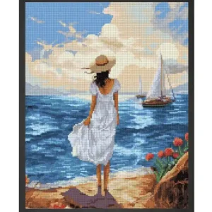 Neuheit Diamond painting Mädchen am Strand