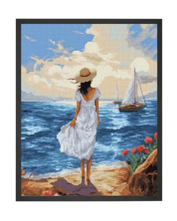 Neuheit Diamond painting Mädchen am Strand