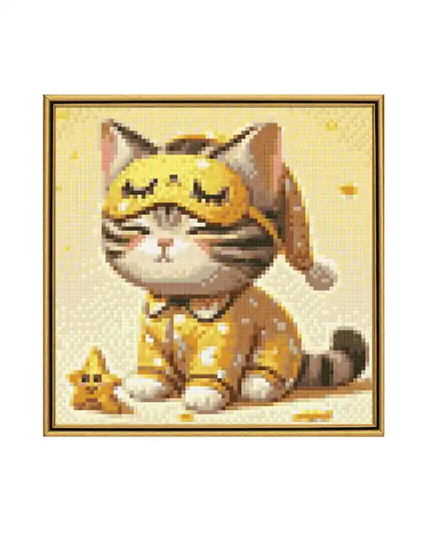 Diamond painting Schlafende Katze. Handgefertigt