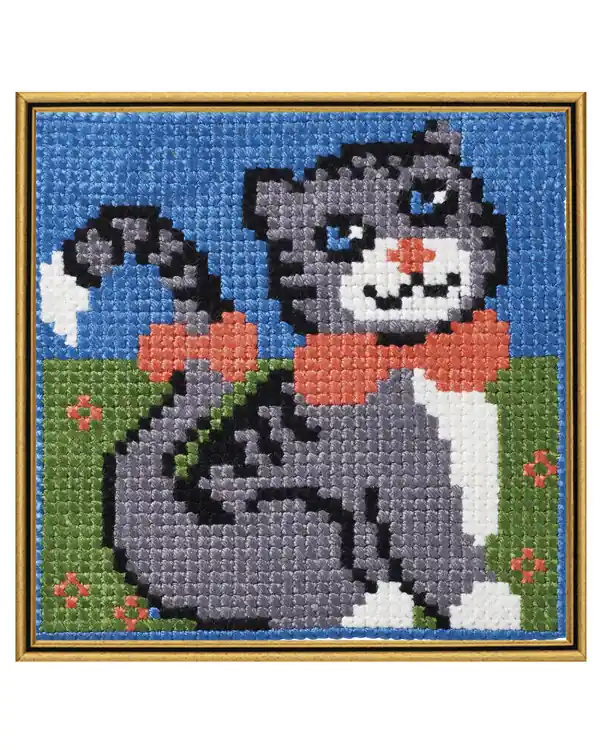 Solange Der Vorrat Reicht Stickpackung Stramin Katze