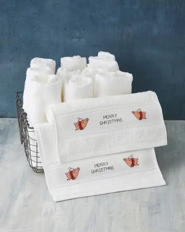 Sale Stickpackung Handtücher Weihnachtsferkel 2-er Pack
