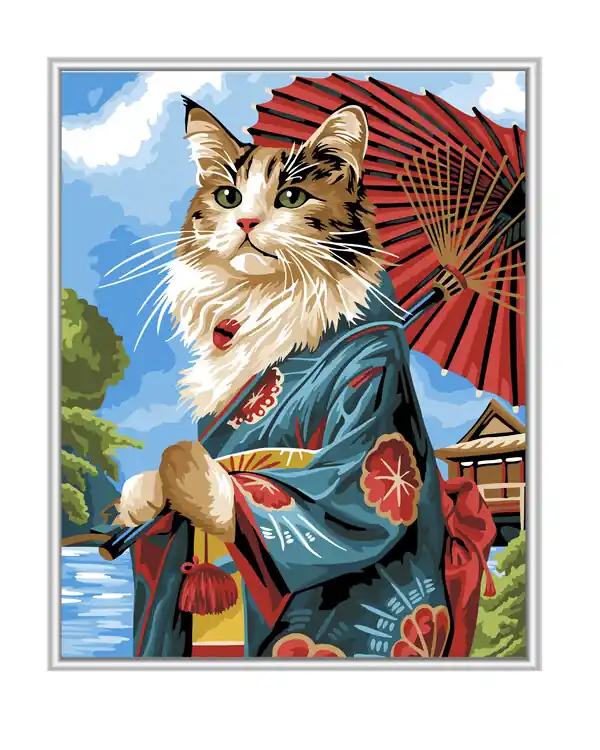 Paint by Numbers Katze auf Tour Geld-Zurück-Garantie