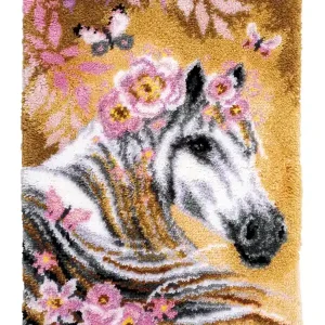 Letzte Chance Knüpfmatte Pferd mit Blumen