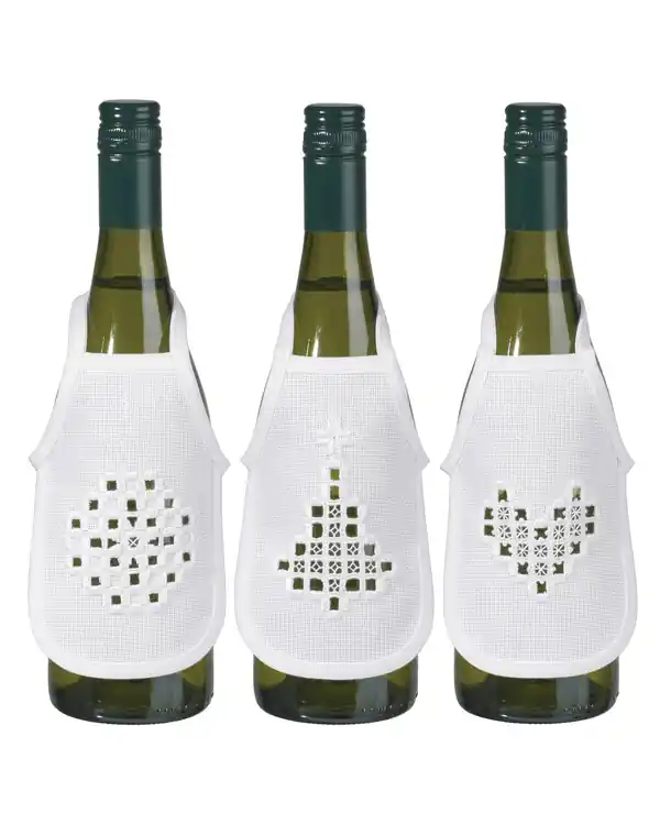 Stickpackung Flaschenschürzen weiß 3-er Pack Premium