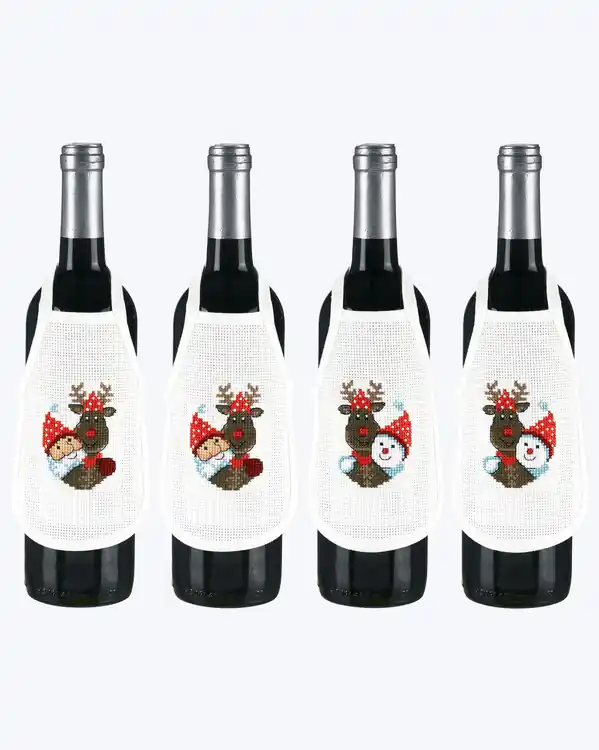 Günstig Stickpackung Flaschenschürzen Rudolf 4-er Pack