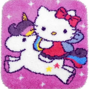 Begrenztes Angebot Knüpfmatte Hello Kitty auf Einhorn