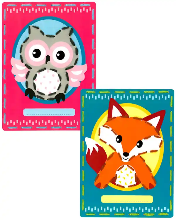 Stickpackung Karte Fuchs und Eule 2-er Pack Ausverkauf