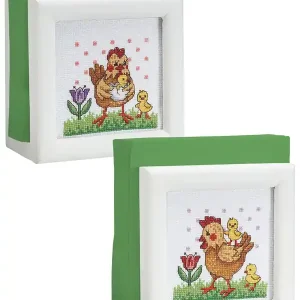 Schnäppchen Stickereien Hahn und Küken 2-er Pack