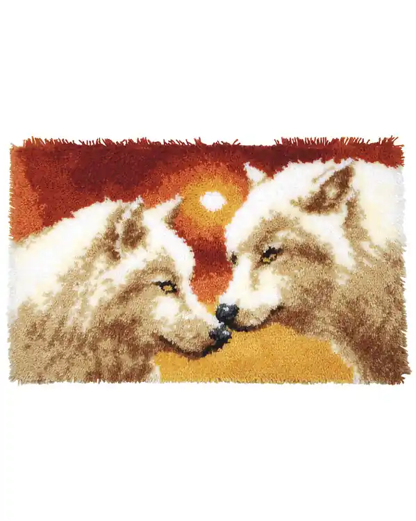 Knüpfmatte Weiße Wölfe Kostenfreie Lieferung