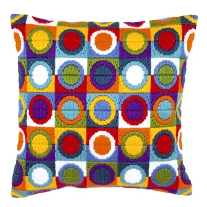 Abverkauf Stickpackung Kissen Langstich Kreise