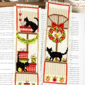 Ausverkauf Stickpackung Lesezeichen Weihnachtsfenster 2-er Pack