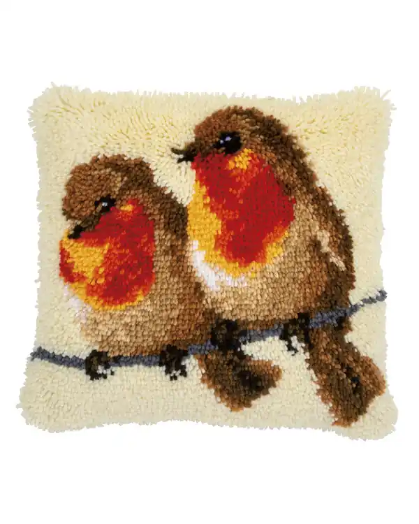 Ab Werk Knüpfkissen Rotkehlchen