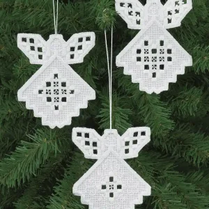 Top-Seller Stickpackung Hardanger Weihnachtsdekoration Engel 3-er Pack