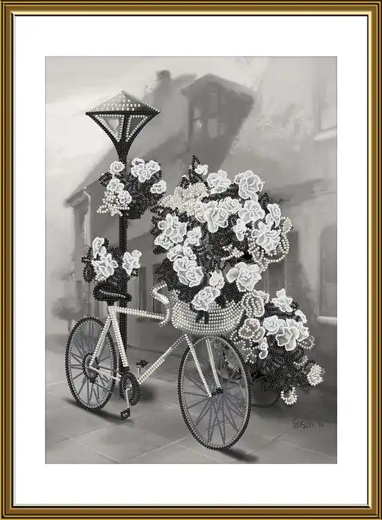 Nur Heute Perlenstickerei Bild Fahrrad