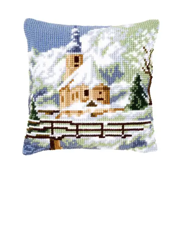 Kissen Kirche im Schnee Premium